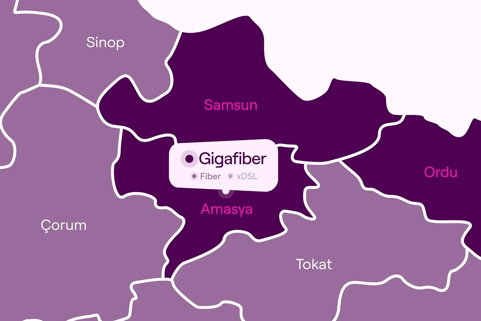 Amasya GigaFiber Haritası