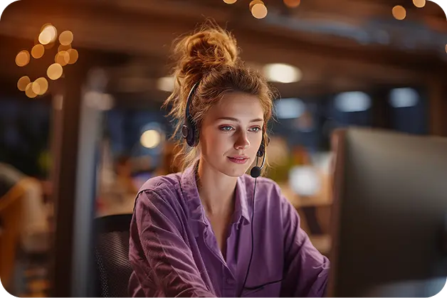 Taahhüt bilgisini paylaşan kulaklıklı bir kadın.